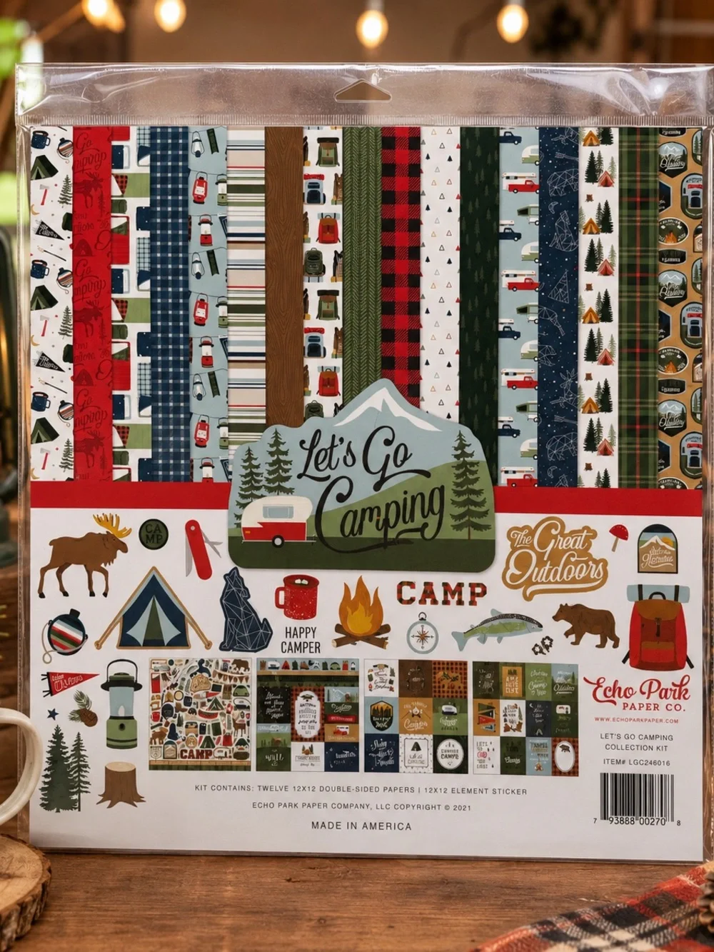 Let's Go Camping Scrapbook Kit - Green & Red Outdoors Patterns